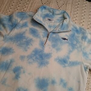 Menemsha Blues Marthas Vineyard Sweatshirt Mens S Tie Dye 1/4 Zip Pullover Fish